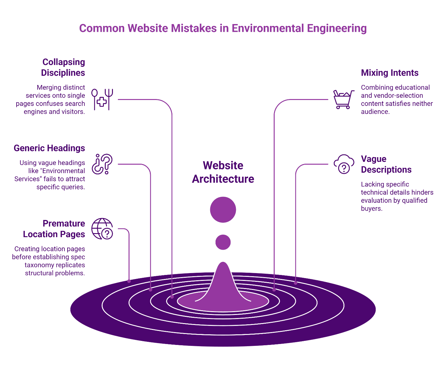 Common website mistakes in environmental engineering SEO and mapping.